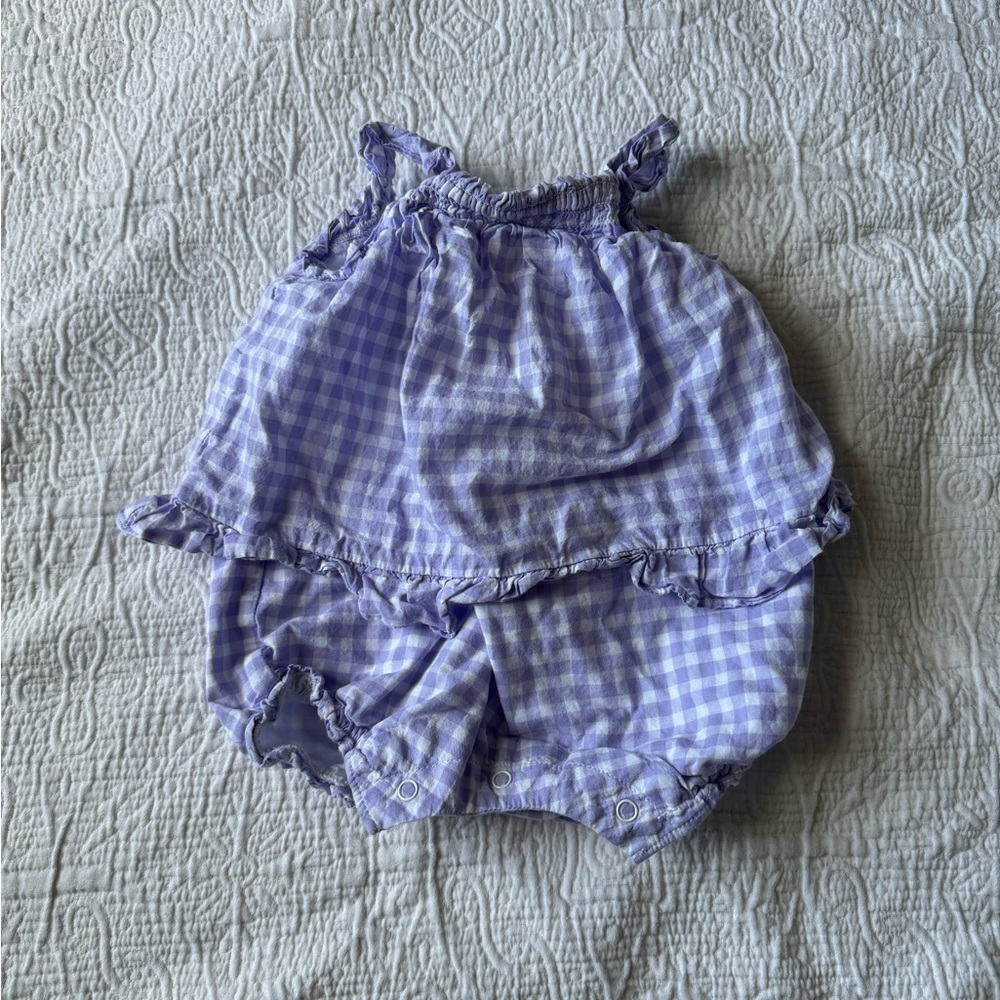 Janie and Jack purple gingham bubble 3-6 months